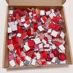 500g モザイクタイル DIY ハンドメイド 両面テープ付き 赤 オレンジ