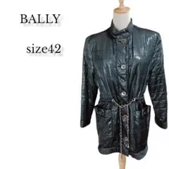 【希少❇️】イタリー製BALLYバリーチェーンベルト付コート肩パッドグレー 42