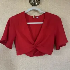 赤 クロップドシャツ EUR 34