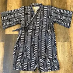 くろわっさんずべべ 甚平 男の子 130cm うちわ 市松 和柄
