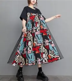 【ラス１】大きいサイズ レディース 春 夏 ロング　ワンピース　新品 半袖　秋