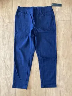 cecile ネイビー　格子柄テーパードパンツ