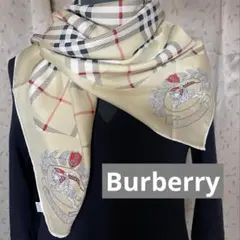 BURBERRY 大判シルクスカーフ ノバチェック ホースマーク　ベージュ