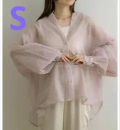 NOAHL ノアル シアーボリュームシャツ 薄いピンクのストライプ長袖シャツ S