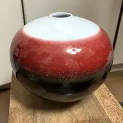 泰明窯　前田泰昭　本人作　辰砂壺　共箱　第14回日展特選受賞　胴径21㎝ 泰明窯 前田泰昭 本人作 辰砂壺 共箱 第14回日展特選受賞 胴径21