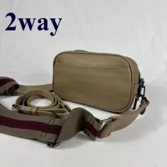 本牛革　２way　スクエアショルダーバッグ 　お財布機能付　太ショルダーベルト