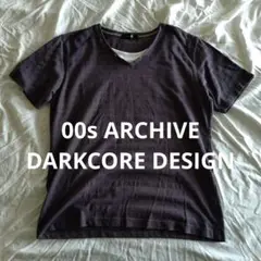 y2k グランジ ヘンリーネック　Vネック Tシャツ 平成　ダークコア お兄系