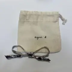 agnès b. リボン型ヘアピン オリジナルポーチ付き
