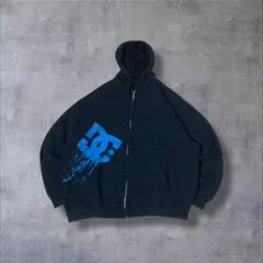 DC shoesユーズド古着ジップアップフーディプリントロゴブラック/R476