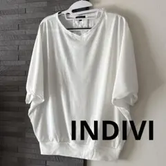 美品　 INDIVI ホワイト メッシュデザイン Tシャツ 38