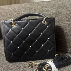 ブラックキルティングショルダーバッグ