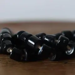 ブラックホワイトハーツ ブラックビーズ 黒 一連