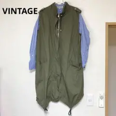 【vintage】袖なしトレンチコート カーキ 古着 美品