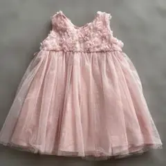 花飾り付きピンクチュールワンピース
