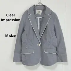 クリアインプレッション　テーラードジャケット　M ストライプ　シングルボタン