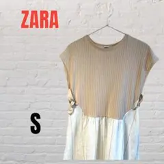 ZARA ザラ フレンチスリーブ ニットコンビワンピース 【S】春夏