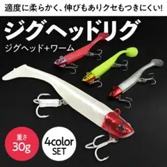 【送料無料】ジグヘッド23g + ワーム7g 4カラーセット