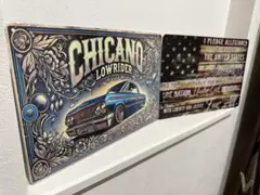 鉄製 2枚セット メタルサイン ビンテージ アメ車 ローライダー ガレージ
