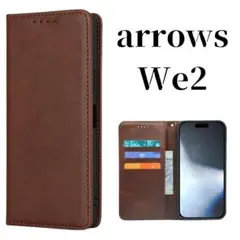 arrows We2 スリム マグネット 耐水 レザー ブラウン 手帳型 ケース