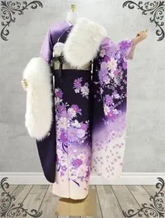【アウトレット】89万 たくさんの紫色が使われた振袖 フルセット