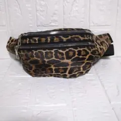 ヒョウ柄 ダブルジッパーウエストポーチ