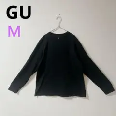 【ジーユー】GU ロンＴ　コットン　ブラック 長袖カットソー　カジュアル　ラフM