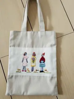 ハンドメイド　刺繍　トートバッグ　ハンドバッグ　ミニ　ポーチ