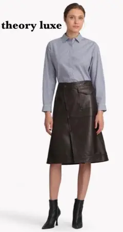 【美品♡】theory luxe レザースカート ダークブラウン 40 ひざ丈