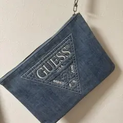 GUESS デニムクラッチバッグ ウォッシュド