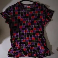 カラフルチェック柄 半袖Tシャツ M