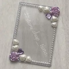 B8【薔薇＊ハート＊ビジュー＊パール】硬質ケース♡デコ♡パープル・ホワイト系