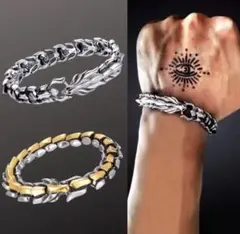 ゴールドブレスレット　シルバーブレスレット　数珠　ルチル ブレスレット　金運