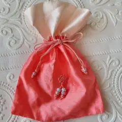 未使用☆ピンク サテン 巾着袋