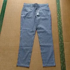 新品未使用 ストレッチパンツ ギンガムチェック ネイビー LL
