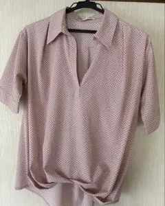 ピンク ドット柄 Lady's半袖シャツ Mサイズ