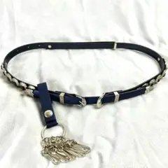TOGA VIRILIS W BACKLE BELT NAVY 2020aw