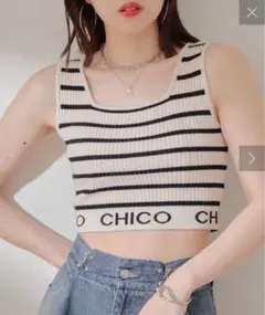 CHICO/裾ロゴクロップドタンクトップ