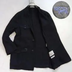 美品✨️希少✨️パパス テーラードジャケット リネン100 大きい レザー 黒