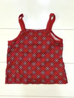 美品 ELLE 赤いチェック柄タンクトップ 90サイズ
