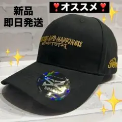 ✨新品 ✨刺繍入り野球帽 ブラックつば大きめ　ＵＶ対策
