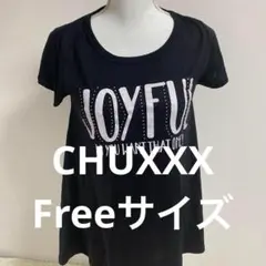 CHUXXX F JOYFUL 半袖Tシャツ 黒トップスtシャツ(0588)