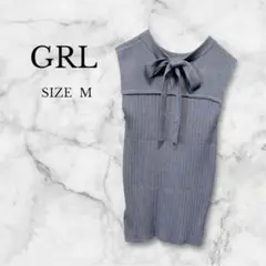 ✨新品タグ付✨ グレイル ニットトップス ノースリーブ リボン付き 綺麗め M
