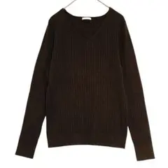 GU ジーユー　Vネック リブニット　【美品】　こげ茶　M