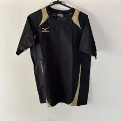 Mizuno 半袖ウォームアップウェア ブラック/ゴールド　ピステ