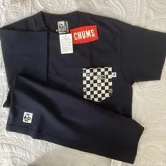 CHUMS ネイビー Tシャツ サイズS チェックポケット