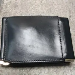 美品【ROTAR☆二つ折り財布】オールレザー ロゴプレート ブラック ゴムバンド Leather band wallet | ROTAR | ローター