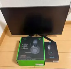 ASUSモニター・RAZERヘッドホン・Logicool PROマウス3点セット