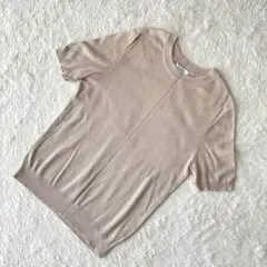プラステ【M】PLSTニット 半袖 カットソー ベージュ ニットT クルーネック