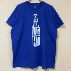 399 ブルー Hanes BUDLIGHT アメリカ古着 Tシャツ 青 大きい