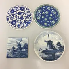 〇陶器 鍋敷き 壁飾り 飾り皿 4点セット